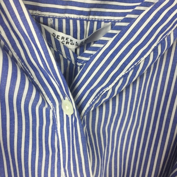 NWT Derek Lam Deconstructed Striped Tie Front Blue Cotton Shirt Dress Size 8 - Picture 8 of 14